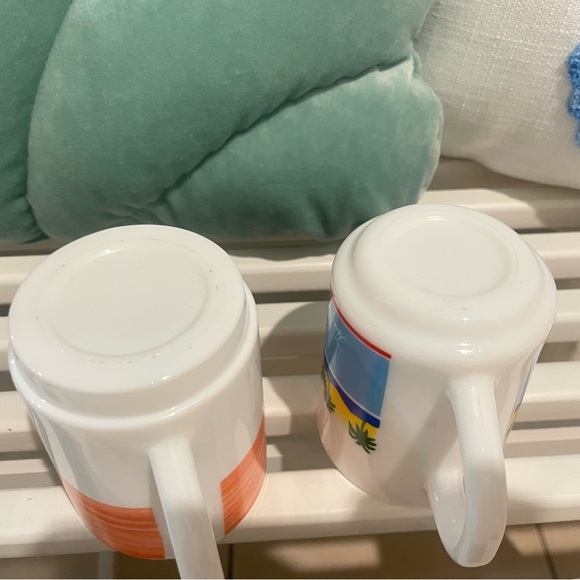 VTG Set Of 2 Arcoroc Brush Orange & Tia Maria Arocpal France Coffee Tea Mugs RH - Picture 13 of 16